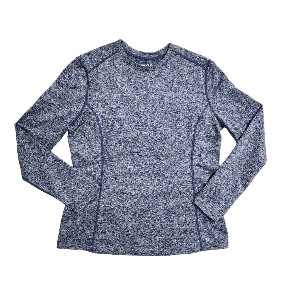 Hurley Athletic Top Women's Long Sleeve Large Blue Heathered Activewear Shirt